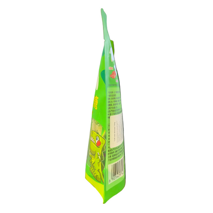 shopnathans.com Trolli Sour Dinosaurs gummy candy 108g bag, side view showing green packaging and dinosaur mascot