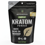 shopnathans.com Pure Infinity Botanicals White Maeng Da Kratom powder in a black 8oz resealable pouch.